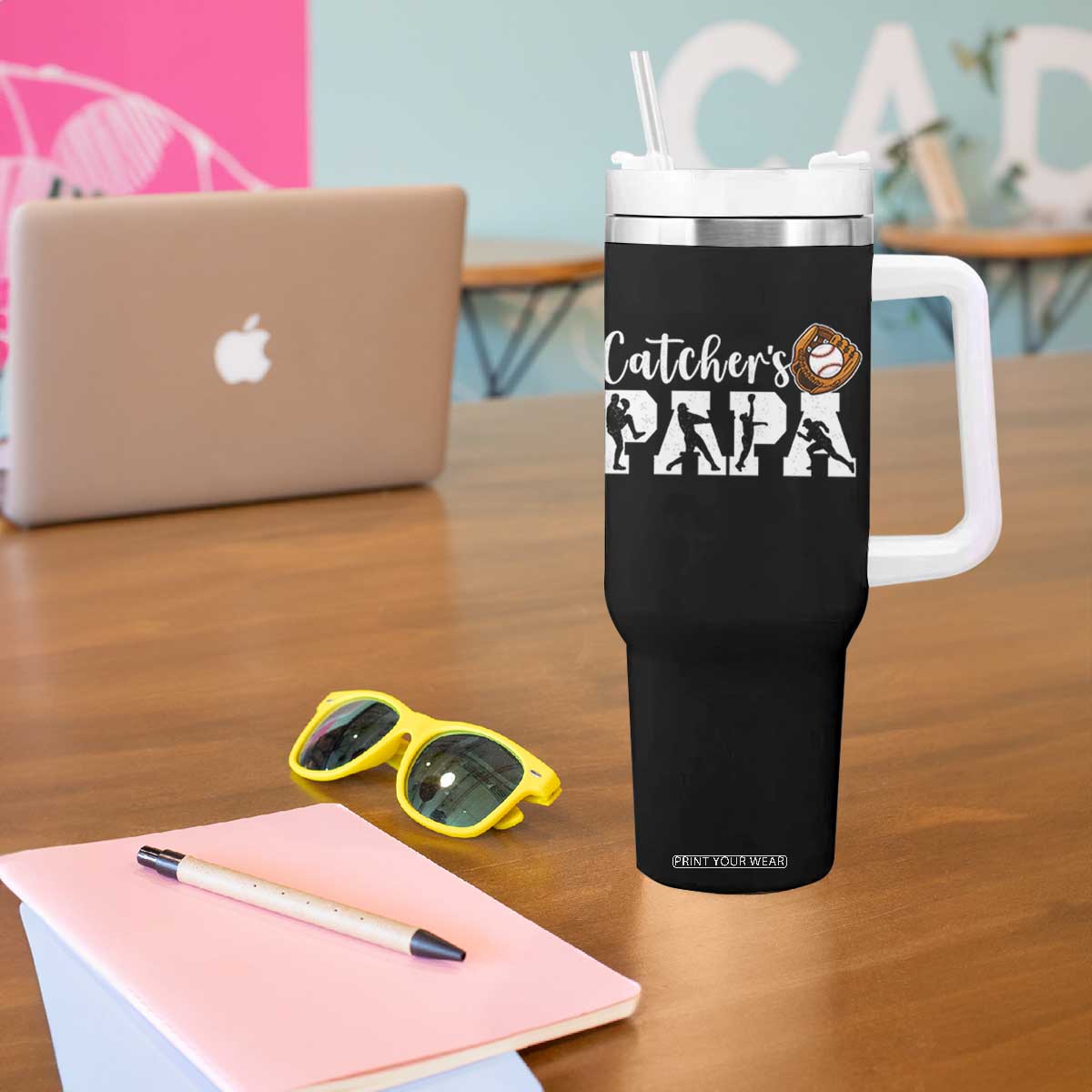 Catchers Papa Tumbler With Handle Funny Gift For Catcher Player TS12 Print Your Wear
