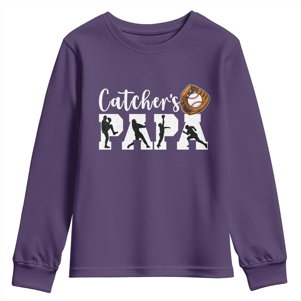 Catchers Papa Youth Sweatshirt Funny Gift For Catcher Player TS12 Purple Print Your Wear