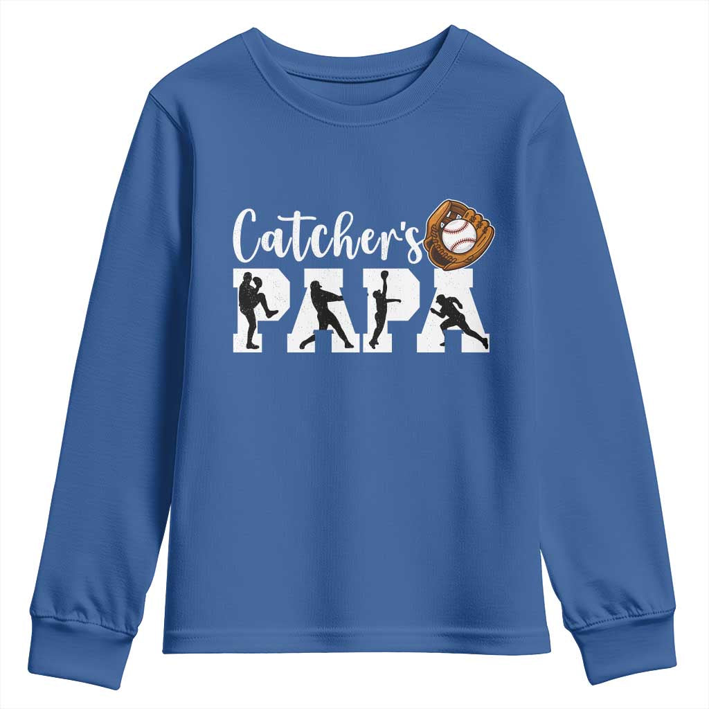 Catchers Papa Youth Sweatshirt Funny Gift For Catcher Player TS12 Royal Blue Print Your Wear