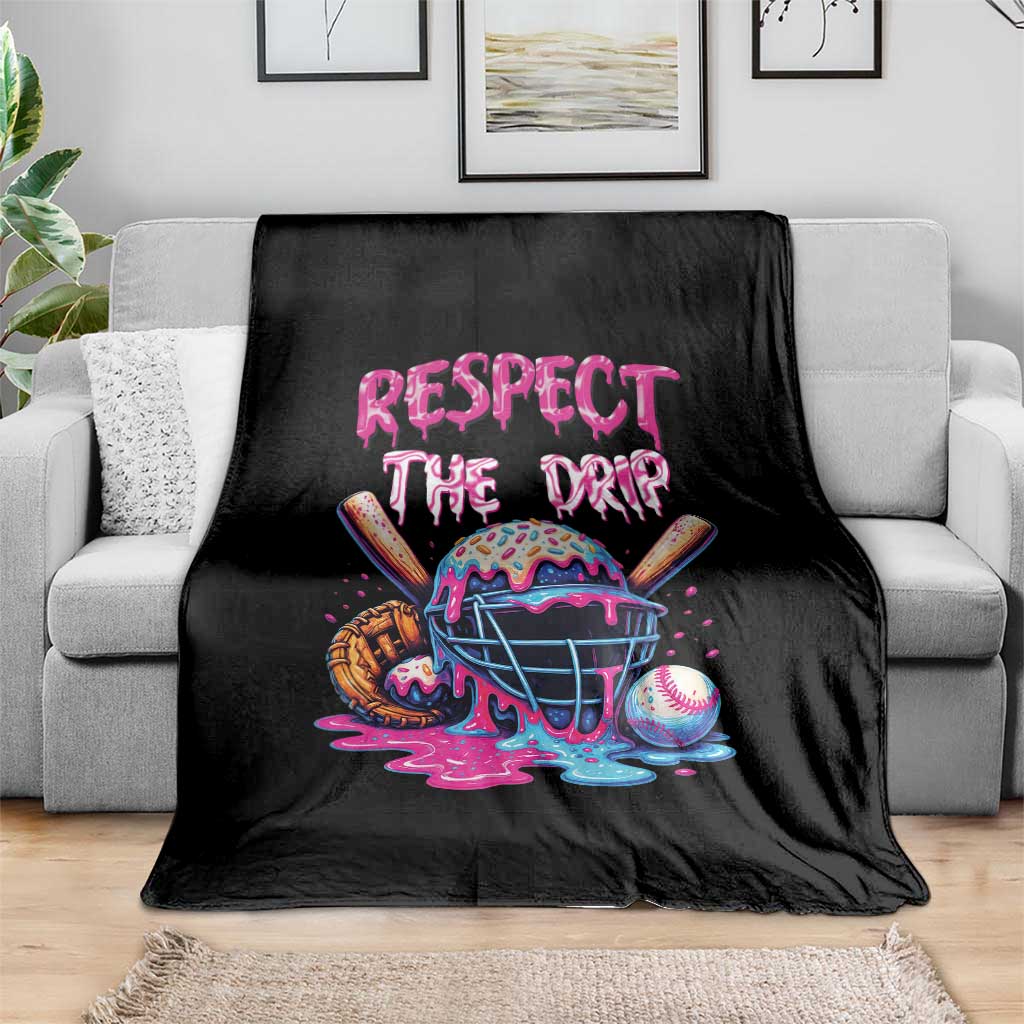 Funny Respect The Drip Baseball Mask Throw Blanket Sports Lover TS12 Print Your Wear