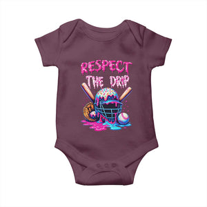 Funny Respect The Drip Baseball Mask Baby Onesie Sports Lover TS12 Maroon Print Your Wear