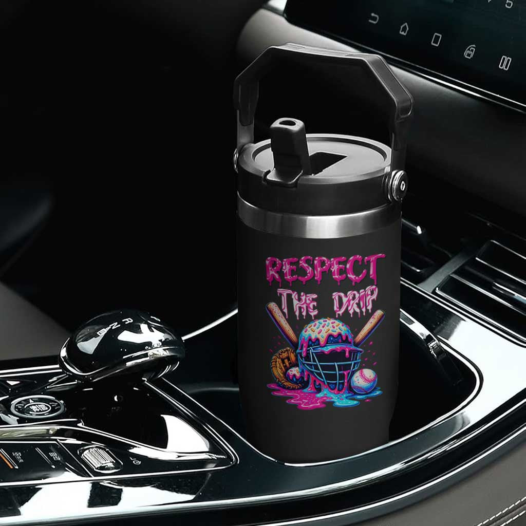 Funny Respect The Drip Baseball Mask Flip Straw Tumbler Sports Lover TS12 Print Your Wear