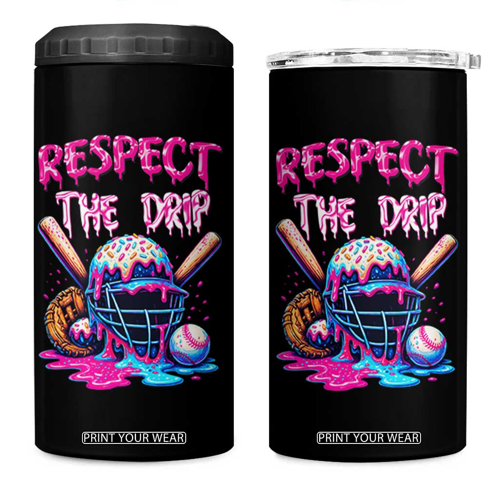 Funny Respect The Drip Baseball Mask 4 in 1 Can Cooler Tumbler Sports Lover TS12 One Size: 16 oz Black Print Your Wear