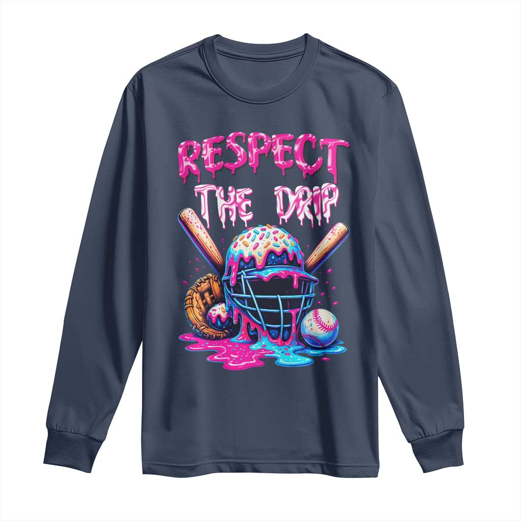 Funny Respect The Drip Baseball Mask Long Sleeve Shirt Sports Lover TS12 Navy Print Your Wear