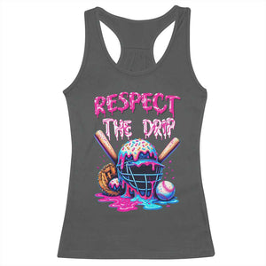 Funny Respect The Drip Baseball Mask Racerback Tank Top Sports Lover TS12 Dark Heather Print Your Wear