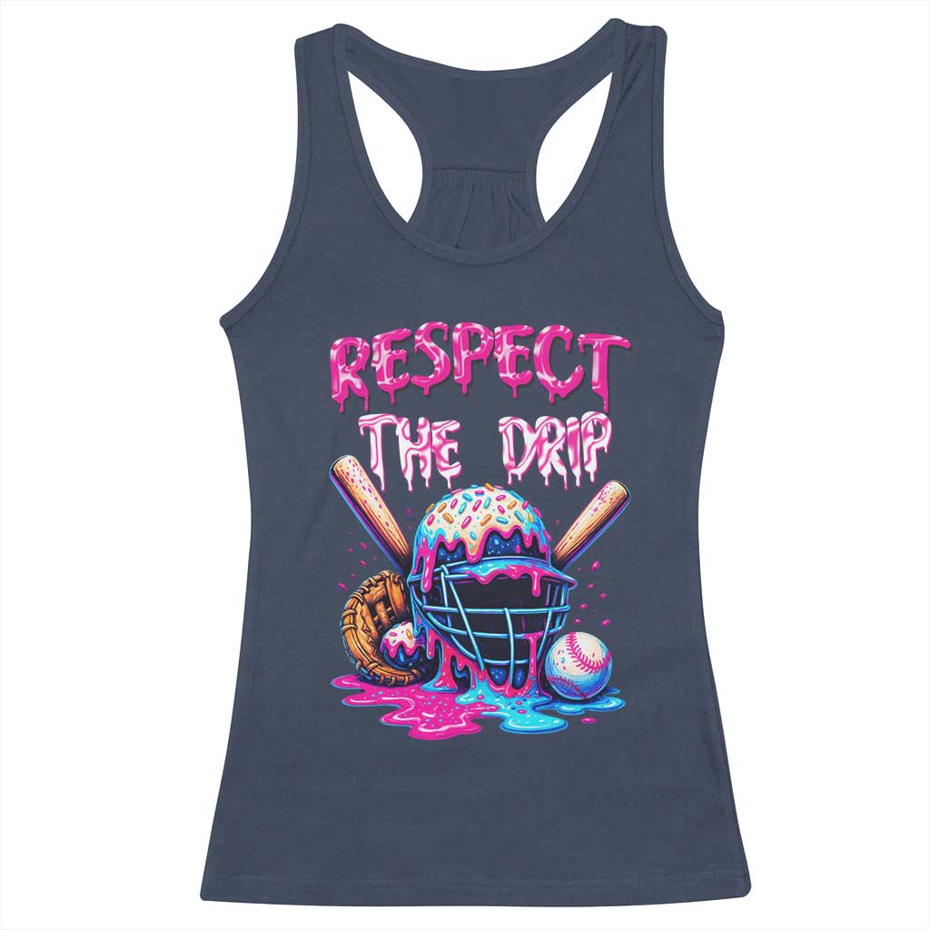 Funny Respect The Drip Baseball Mask Racerback Tank Top Sports Lover TS12 Navy Print Your Wear