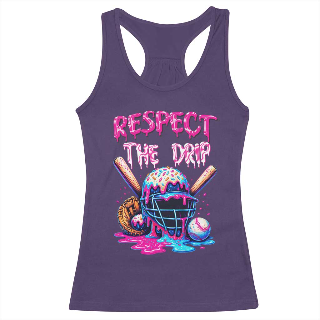 Funny Respect The Drip Baseball Mask Racerback Tank Top Sports Lover TS12 Purple Print Your Wear