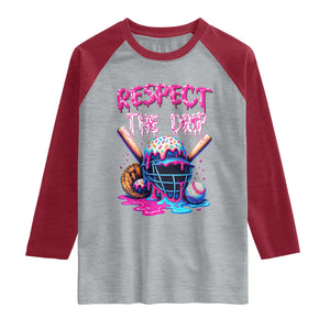 Funny Respect The Drip Baseball Mask Raglan Shirt Sports Lover TS12 Heather Gray Heather Red Print Your Wear