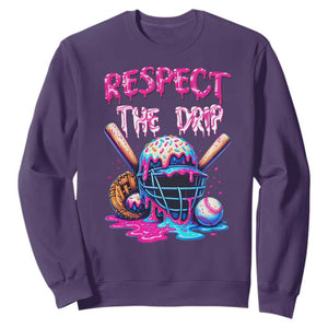 Funny Respect The Drip Baseball Mask Sweatshirt Sports Lover TS12 Purple Print Your Wear