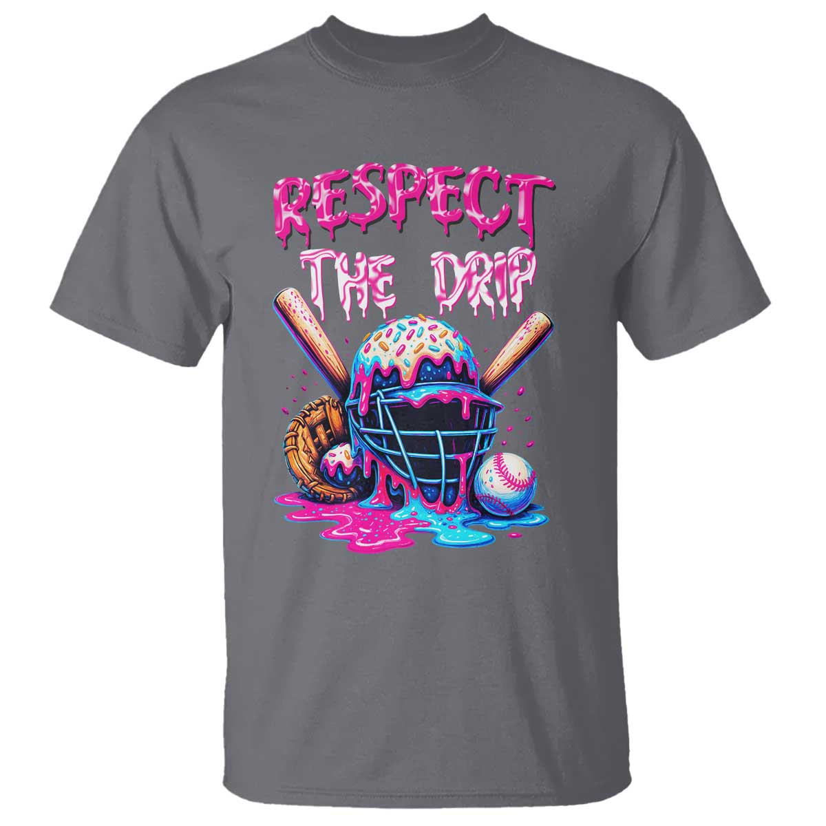Funny Respect The Drip Baseball Mask T Shirt Sports Lover TS12 Charcoal Print Your Wear