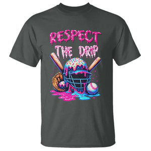 Funny Respect The Drip Baseball Mask T Shirt Sports Lover TS12 Dark Heather Print Your Wear