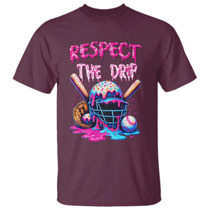 Funny Respect The Drip Baseball Mask T Shirt Sports Lover TS12 Maroon Print Your Wear