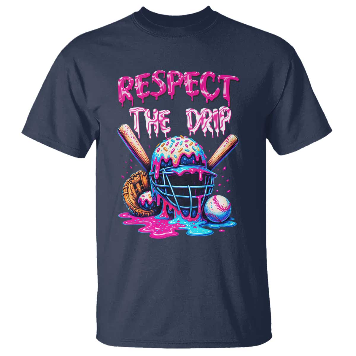 Funny Respect The Drip Baseball Mask T Shirt Sports Lover TS12 Navy Print Your Wear