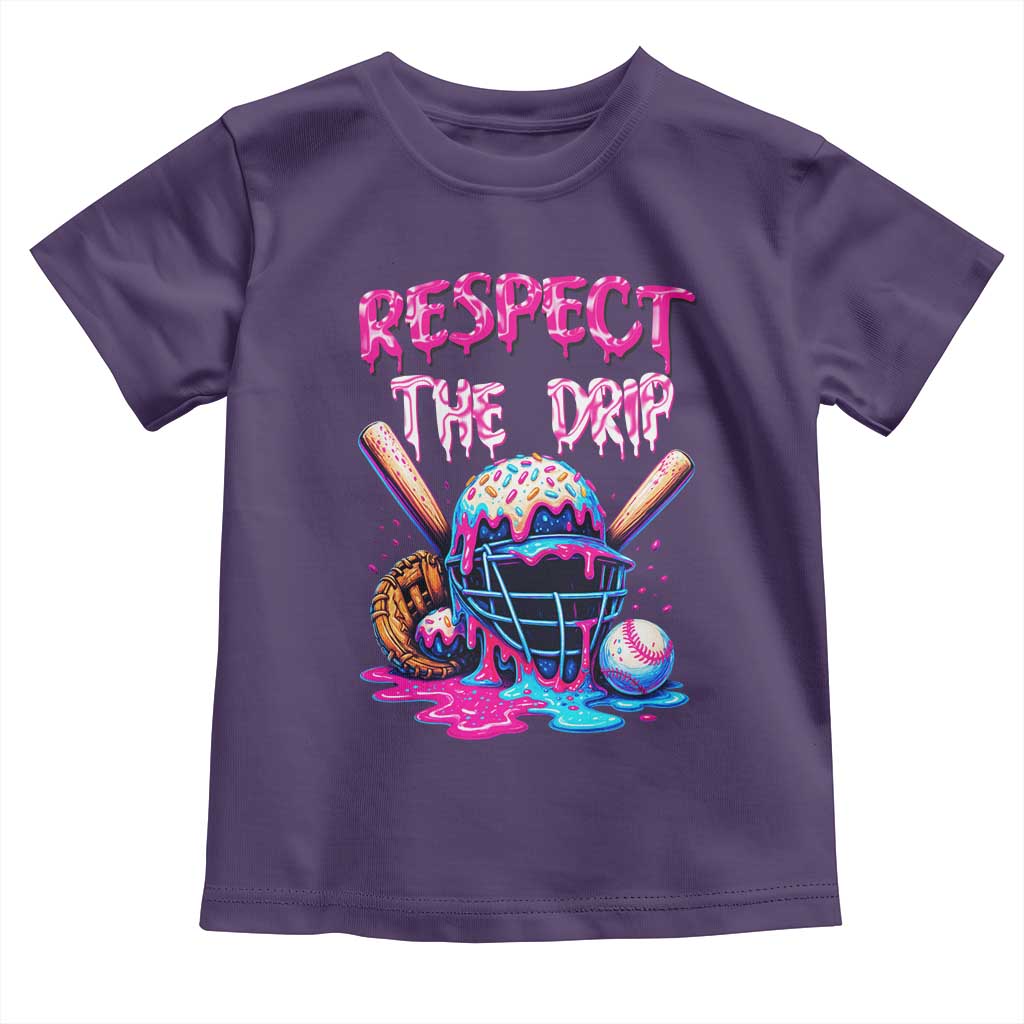 Funny Respect The Drip Baseball Mask Toddler T Shirt Sports Lover TS12 Purple Print Your Wear