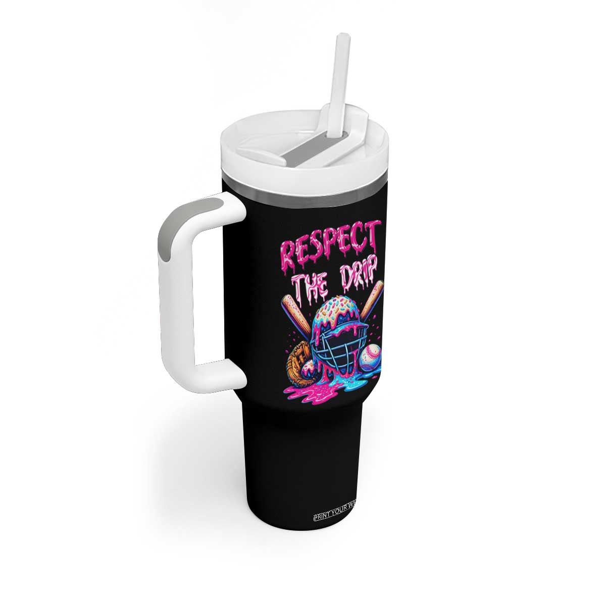 Funny Respect The Drip Baseball Mask Tumbler With Handle Sports Lover TS12 Print Your Wear