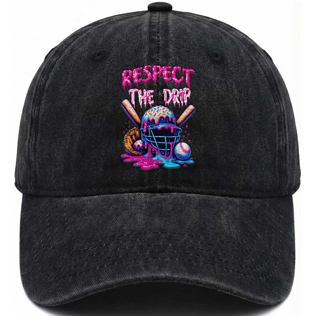 Funny Respect The Drip Baseball Mask Washed Cotton Baseball Cap Sports Lover TS12 Print Your Wear