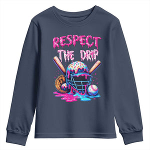 Funny Respect The Drip Baseball Mask Youth Sweatshirt Sports Lover TS12 Navy Print Your Wear