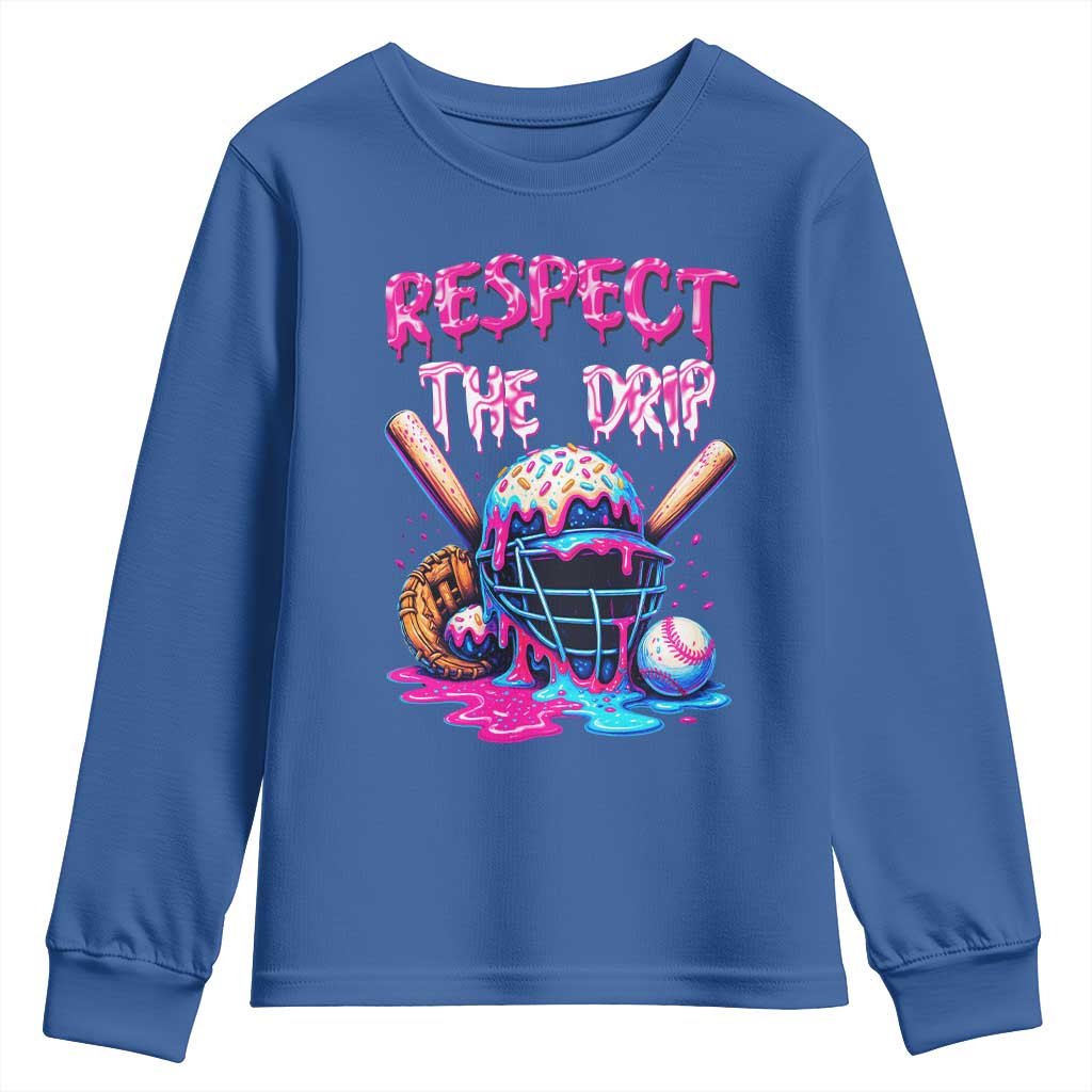 Funny Respect The Drip Baseball Mask Youth Sweatshirt Sports Lover TS12 Royal Blue Print Your Wear