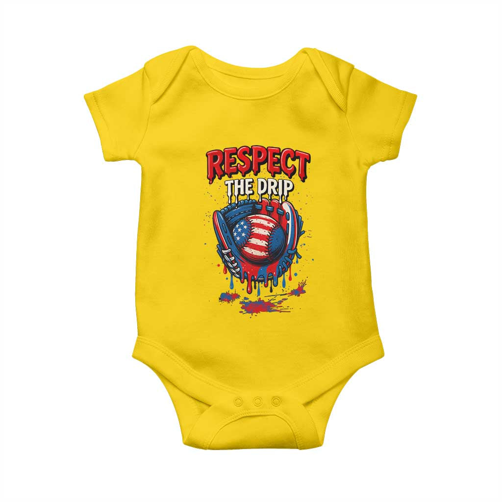 Respect The Drip Baby Onesie Patriotic Baseball USA Sports Lover TS12 Daisy Print Your Wear