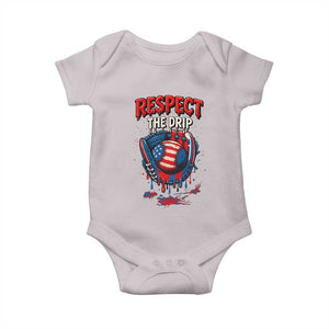 Respect The Drip Baby Onesie Patriotic Baseball USA Sports Lover TS12 Ice Gray Print Your Wear