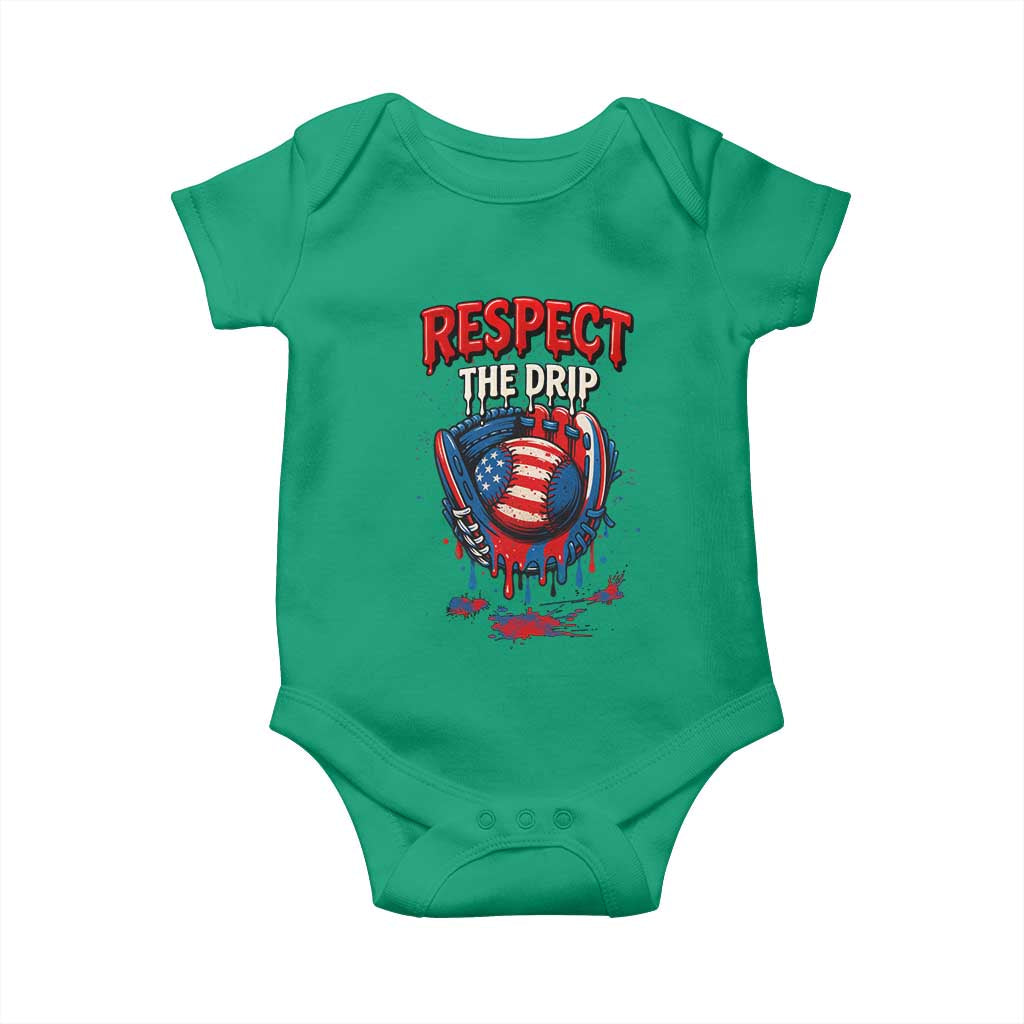 Respect The Drip Baby Onesie Patriotic Baseball USA Sports Lover TS12 Irish Green Print Your Wear