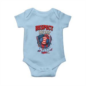 Respect The Drip Baby Onesie Patriotic Baseball USA Sports Lover TS12 Light Blue Print Your Wear