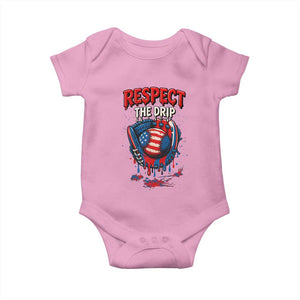 Respect The Drip Baby Onesie Patriotic Baseball USA Sports Lover TS12 Light Pink Print Your Wear