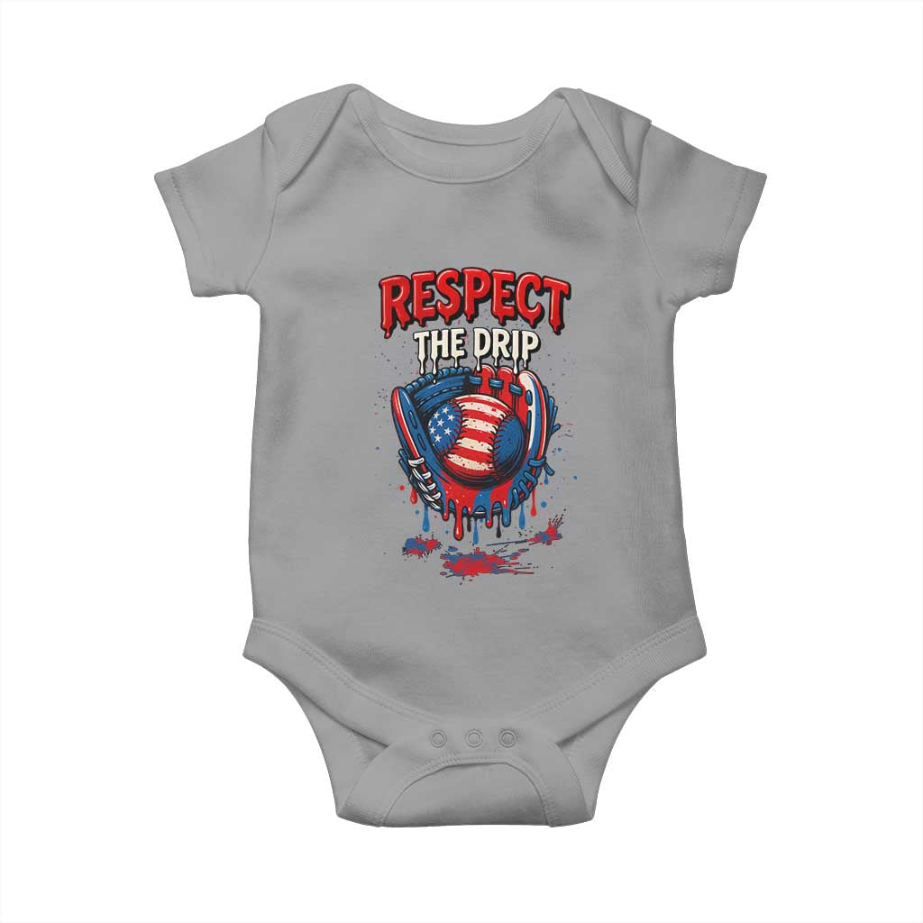 Respect The Drip Baby Onesie Patriotic Baseball USA Sports Lover TS12 Sport Gray Print Your Wear