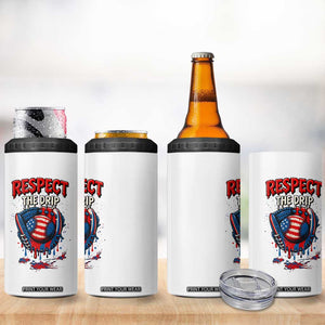 Respect The Drip 4 in 1 Can Cooler Tumbler Patriotic Baseball USA Sports Lover TS12 Print Your Wear