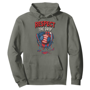 Respect The Drip Hoodie Patriotic Baseball USA Sports Lover TS12 Military Green Print Your Wear