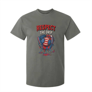 Respect The Drip T Shirt For Kid Patriotic Baseball USA Sports Lover TS12 Military Green Print Your Wear