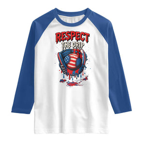 Respect The Drip Raglan Shirt Patriotic Baseball USA Sports Lover TS12 White Royal Print Your Wear