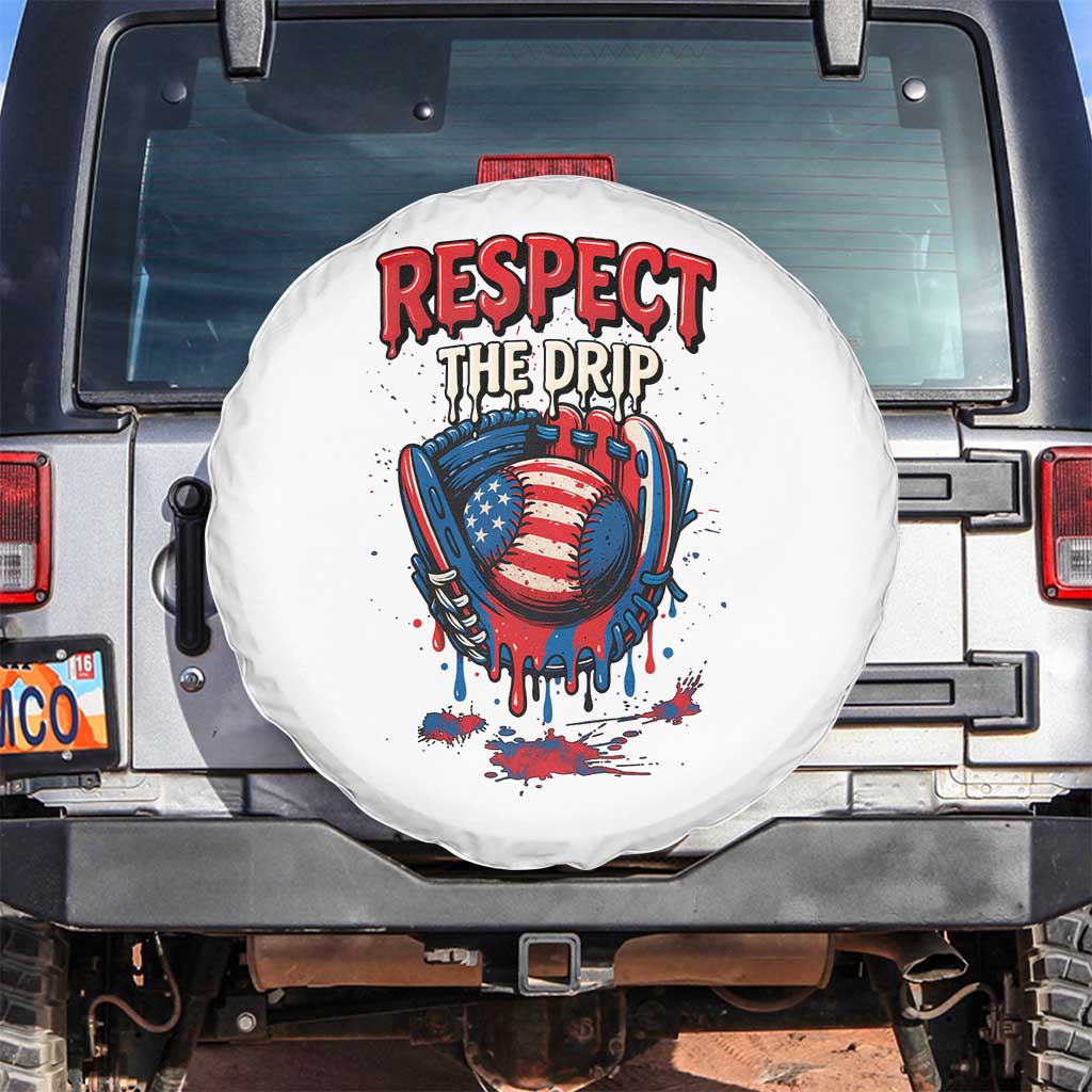 Respect The Drip Spare Tire Cover Patriotic Baseball USA Sports Lover TS12 No hole White Print Your Wear