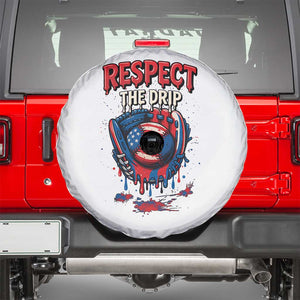 Respect The Drip Spare Tire Cover Patriotic Baseball USA Sports Lover TS12 White Print Your Wear