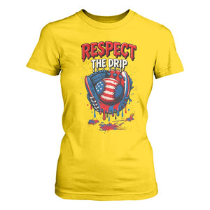 Respect The Drip T Shirt For Women Patriotic Baseball USA Sports Lover TS12 Daisy Print Your Wear