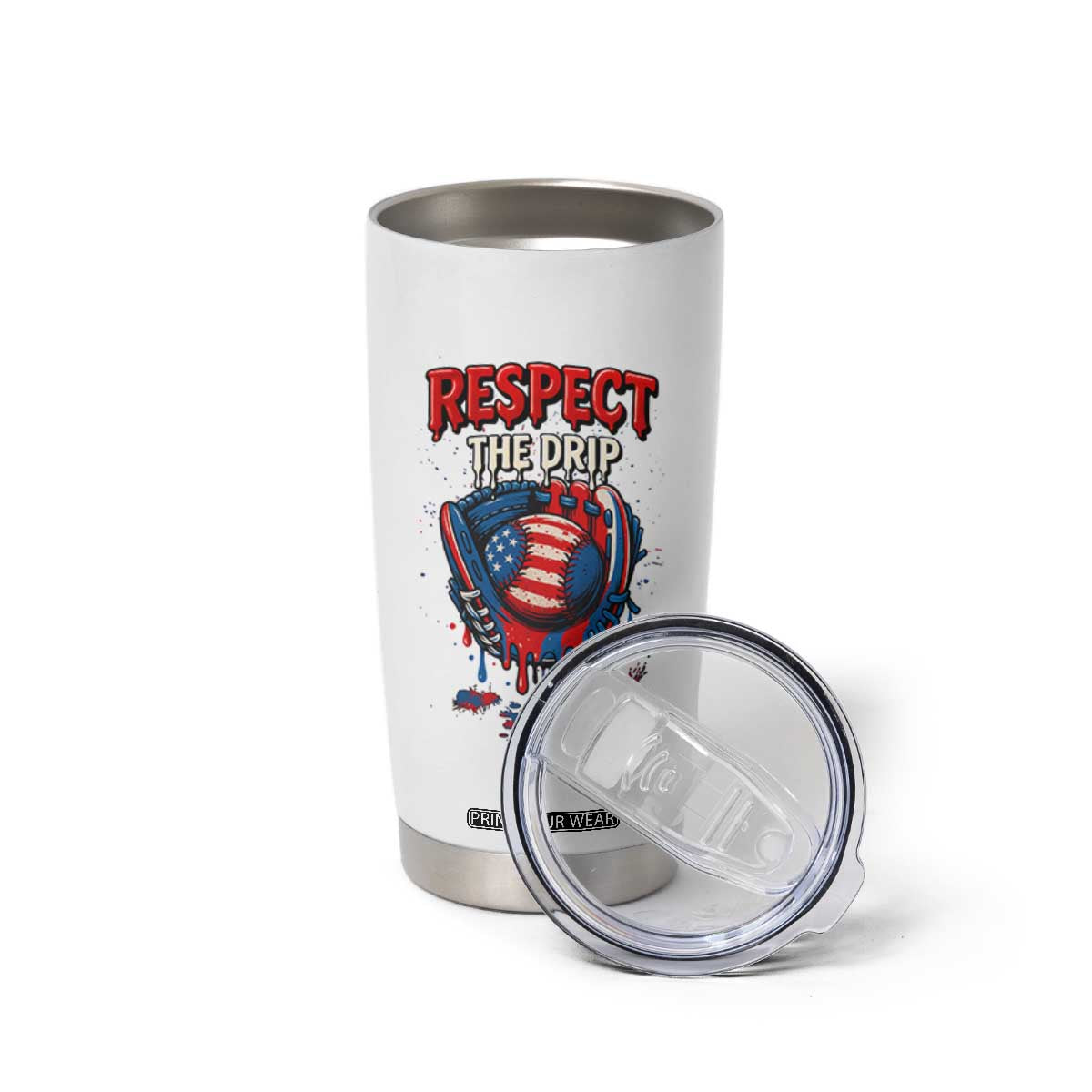 Respect The Drip Tumbler Cup Patriotic Baseball USA Sports Lover TS12 Print Your Wear