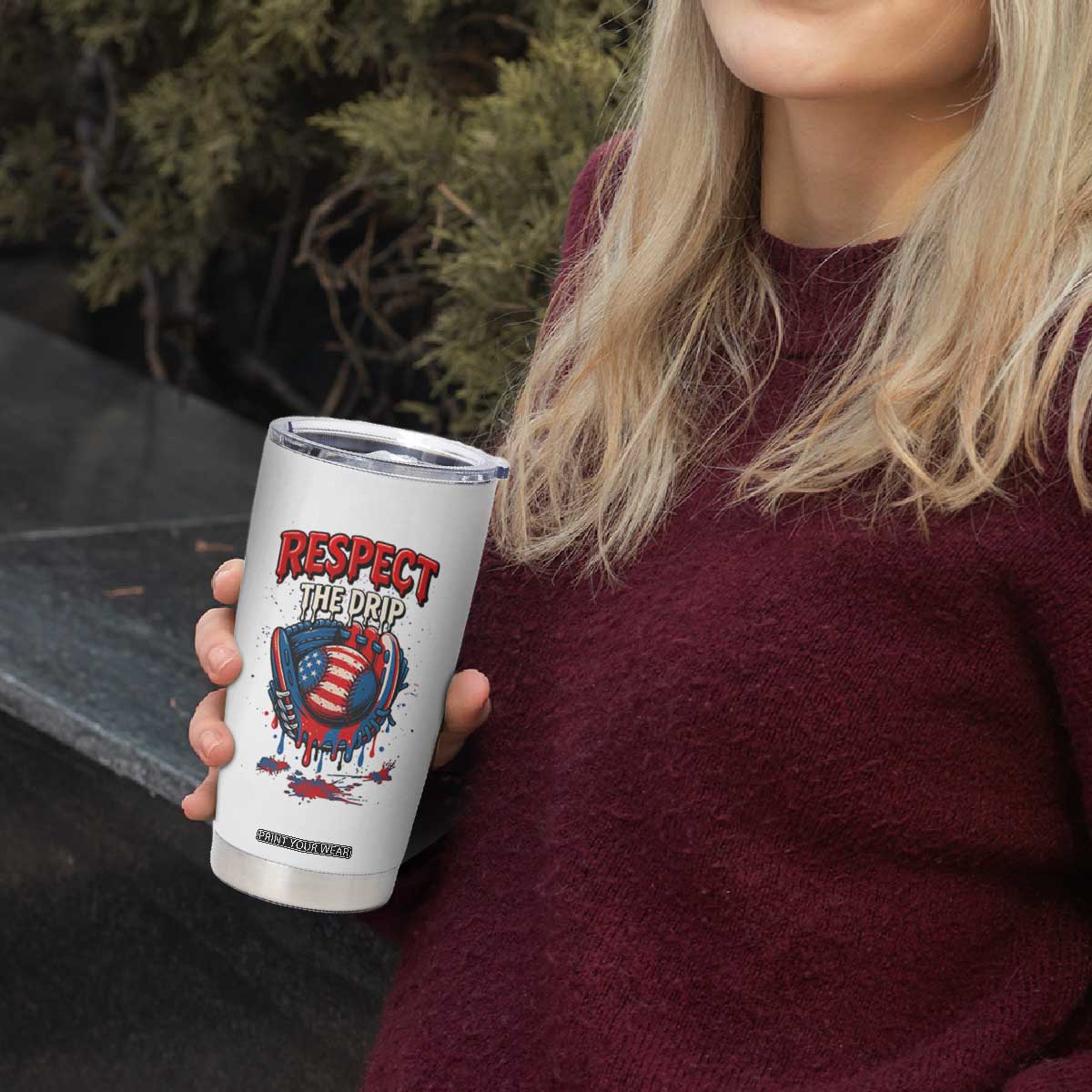 Respect The Drip Tumbler Cup Patriotic Baseball USA Sports Lover TS12 Print Your Wear