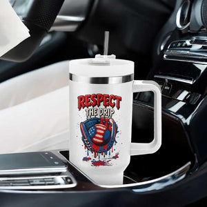 Respect The Drip Tumbler With Handle Patriotic Baseball USA Sports Lover TS12 Print Your Wear