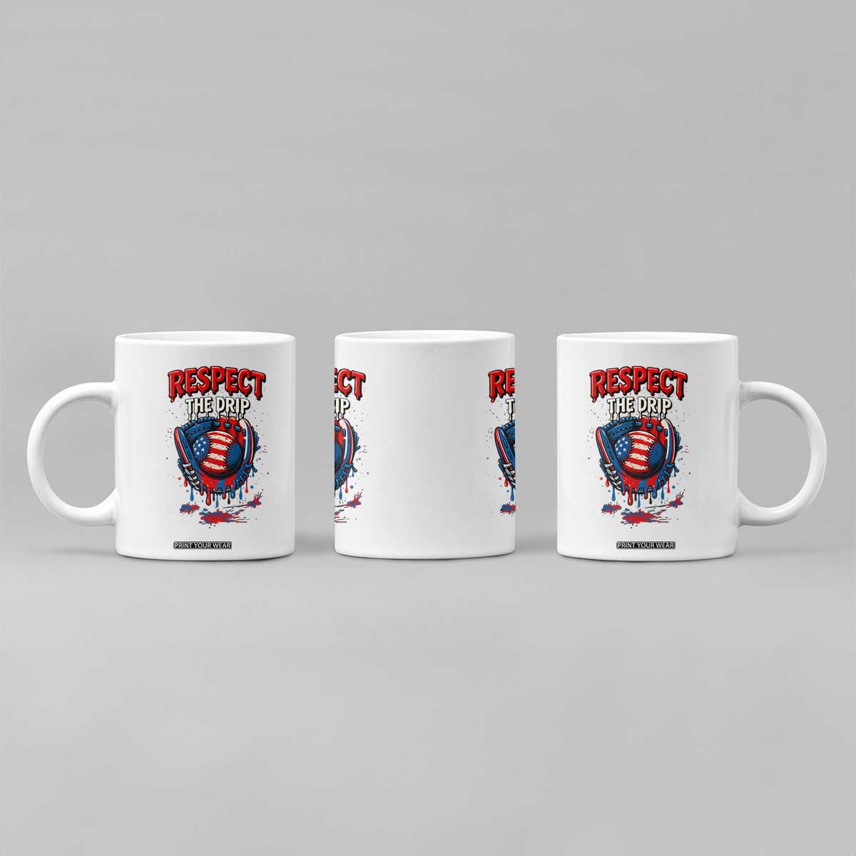 Respect The Drip Coffee Mug Patriotic Baseball USA Sports Lover TS12 Print Your Wear