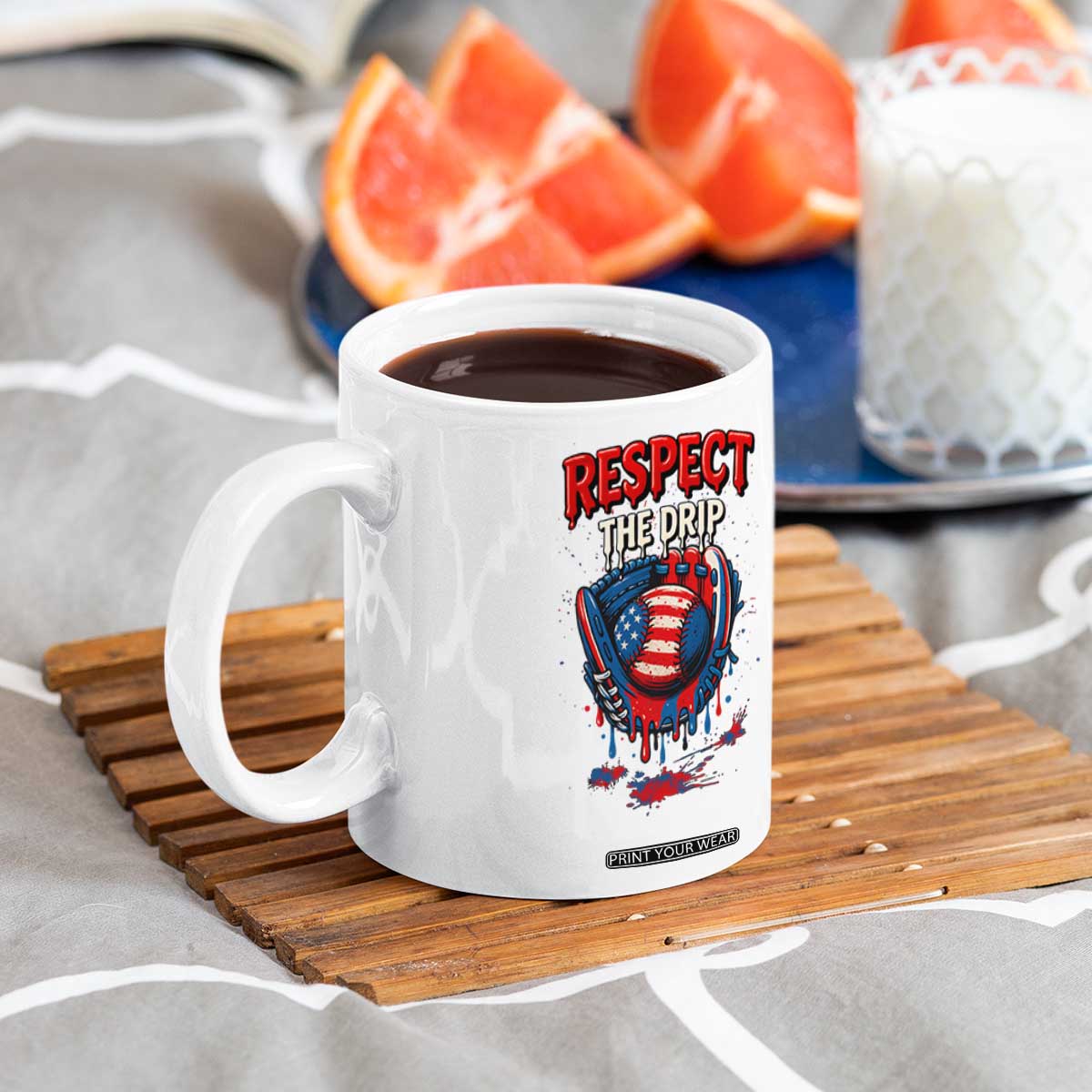 Respect The Drip Coffee Mug Patriotic Baseball USA Sports Lover TS12 Print Your Wear