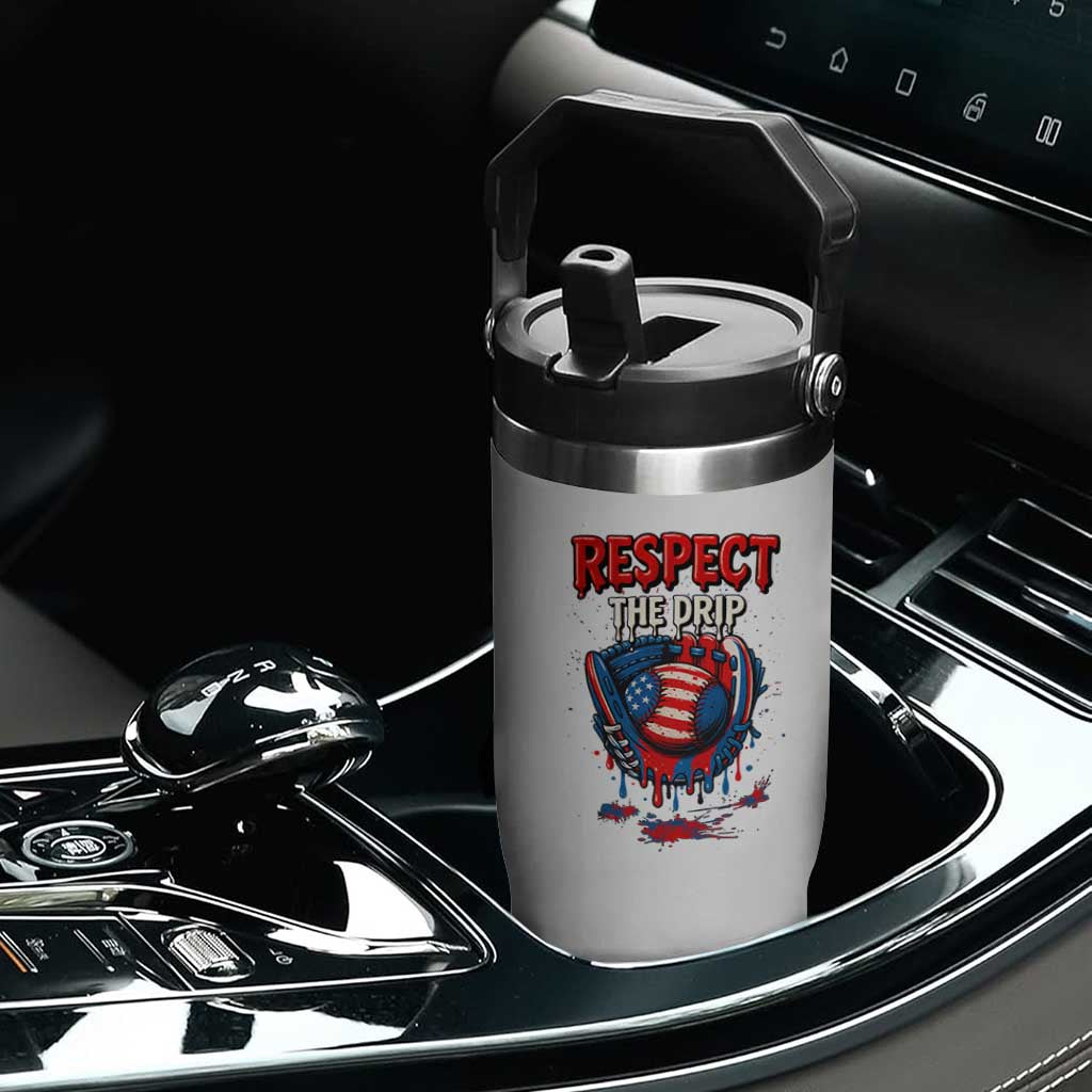 Respect The Drip Flip Straw Tumbler Patriotic Baseball USA Sports Lover TS12 Print Your Wear