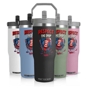 Respect The Drip Flip Straw Tumbler Patriotic Baseball USA Sports Lover TS12 Print Your Wear