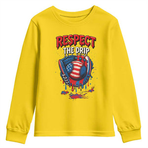 Respect The Drip Youth Sweatshirt Patriotic Baseball USA Sports Lover TS12 Daisy Print Your Wear