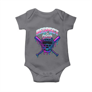 Respect The Drip Baby Onesie Funny Baseball Catcher Mask Sports Lover TS12 Charcoal Print Your Wear