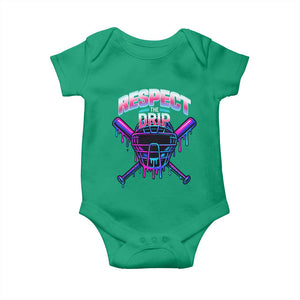 Respect The Drip Baby Onesie Funny Baseball Catcher Mask Sports Lover TS12 Irish Green Print Your Wear