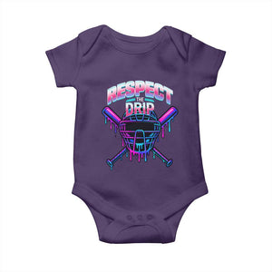 Respect The Drip Baby Onesie Funny Baseball Catcher Mask Sports Lover TS12 Purple Print Your Wear
