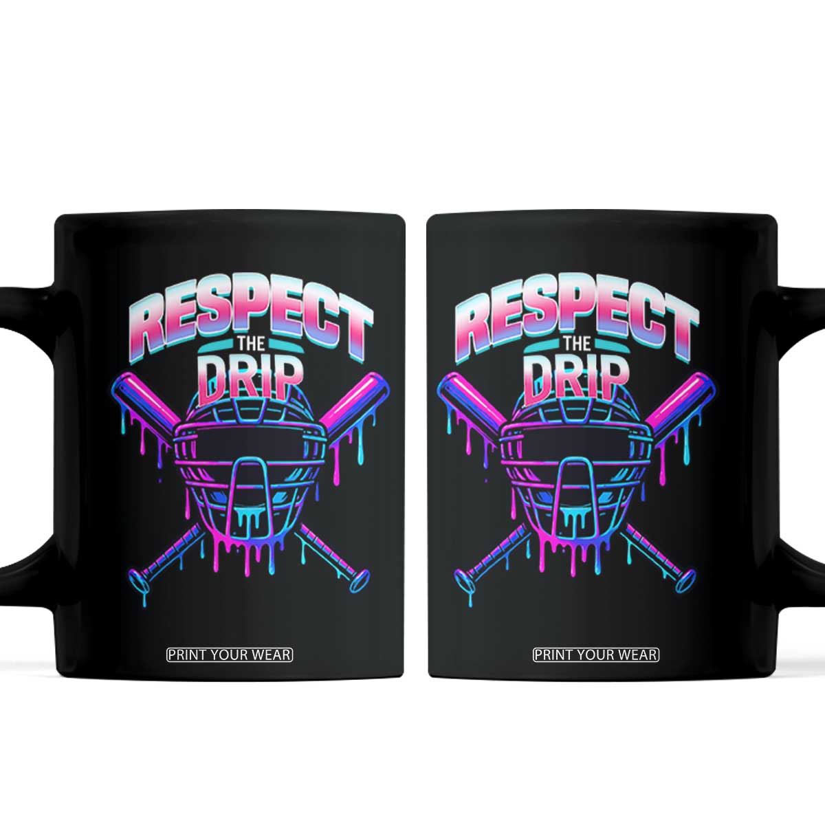 Respect The Drip Coffee Mug Funny Baseball Catcher Mask Sports Lover TS12 Black Print Your Wear