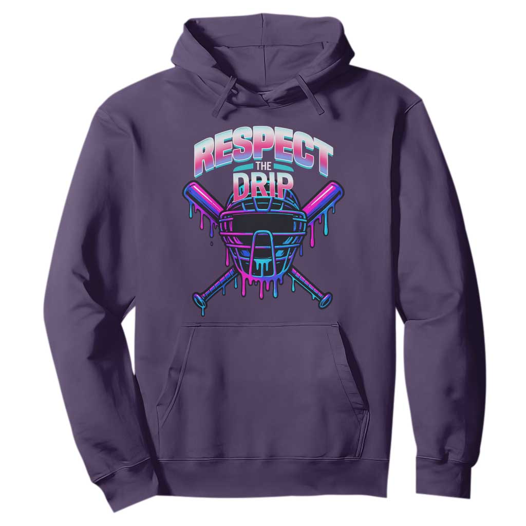Respect The Drip Hoodie Funny Baseball Catcher Mask Sports Lover TS12 Purple Print Your Wear