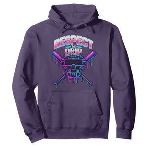 Respect The Drip Hoodie Funny Baseball Catcher Mask Sports Lover TS12 Purple Print Your Wear