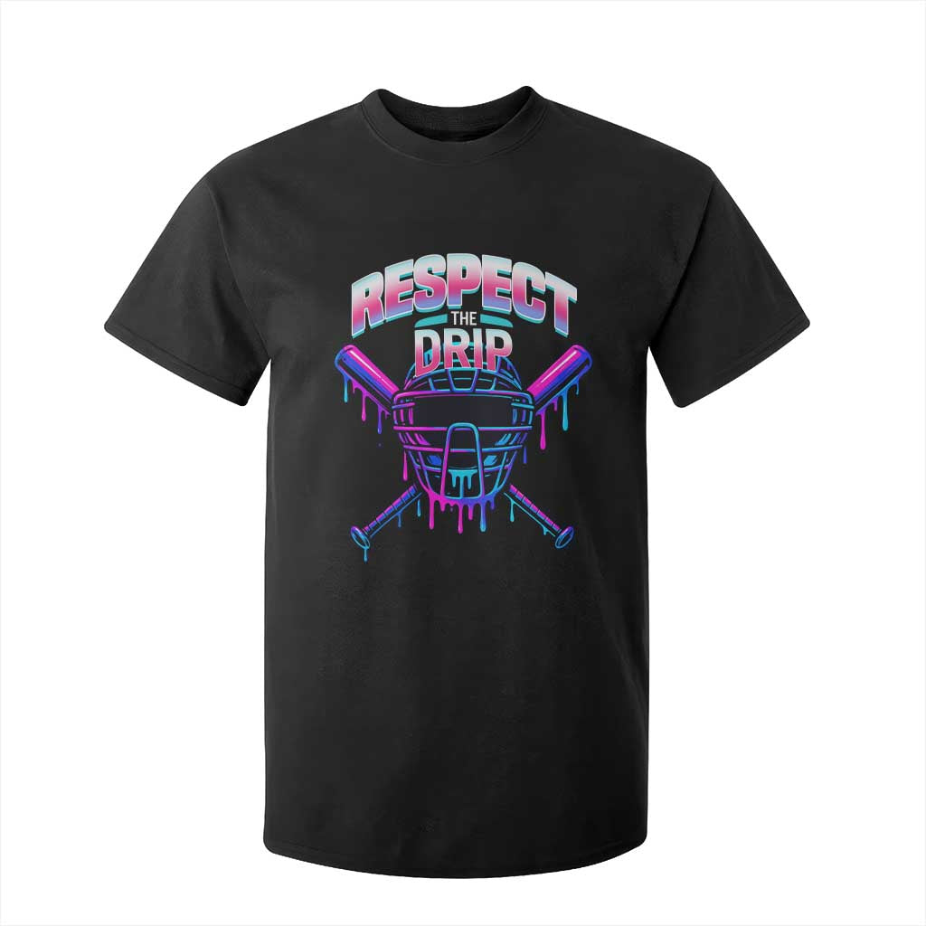 Respect The Drip T Shirt For Kid Funny Baseball Catcher Mask Sports Lover TS12 Black Print Your Wear